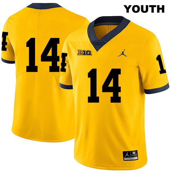 Youth NCAA Michigan Wolverines Josh Metellus #14 No Name Yellow Jordan Brand Authentic Stitched Legend Football College Jersey SO25T41RD
